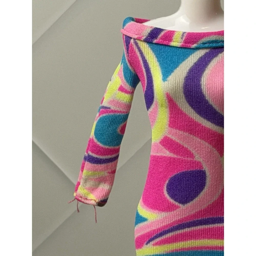 Vintage Barbie Doll Totally Hair Dress ONLY Pink Teal Purple 90s Neon Swirl